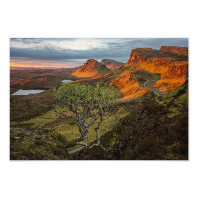 Sonnenaufgang in den Bergen von Quiraing auf Skye, Fotodruck (Vorne)