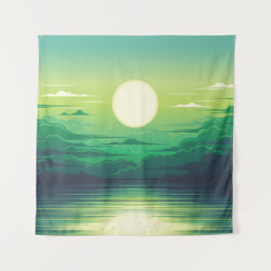 Sonnenaufgang in der Meeresillustration Bekleidung Wandteppich