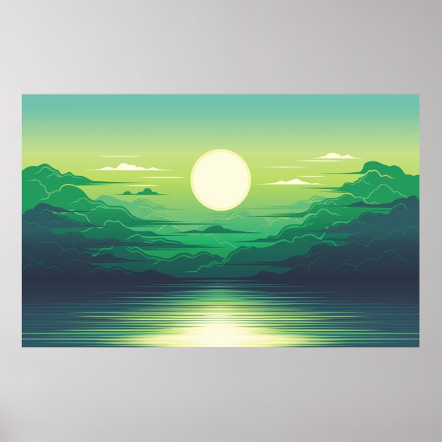 Sonnenaufgang in der Seemaschine, Kleidung, Kunst, Poster (Vorne)