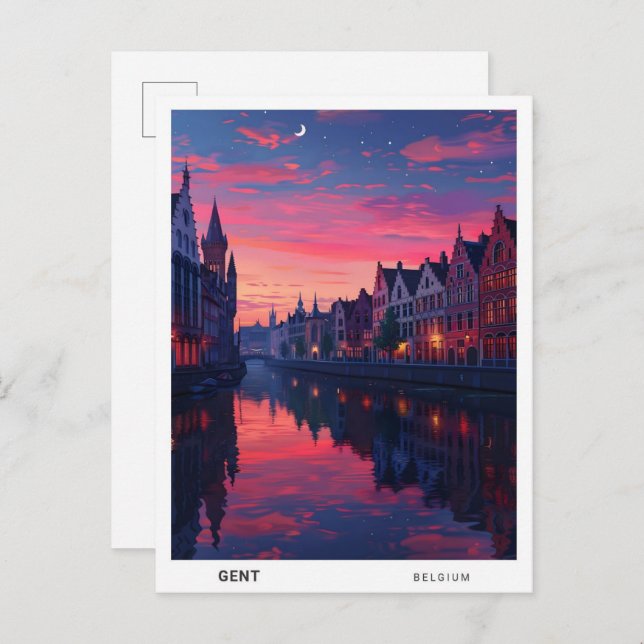 Sonnenaufgang in Gent Belgium Reisen Postkarte (Vorne/Hinten)