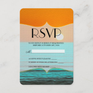 Sonnenaufgang in Orange Sky & Aquamarines Wasser RSVP Karte