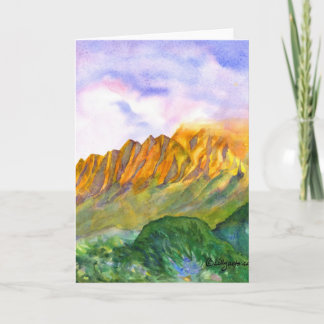 Sonnenaufgang-Klippen-Kauai-Aquarell-Karte Karte