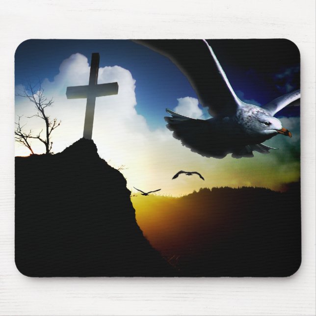Sonnenaufgang-Kreuz Mousepad (Vorne)