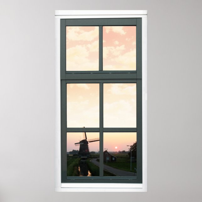 Sonnenaufgang Landsmill Imitate Fenster Blick Post Poster (Vorne)
