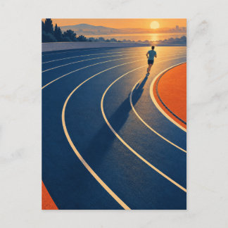 Sonnenaufgang-Läufer Blaue Strecke Sport-Postkarte Ankündigungspostkarte