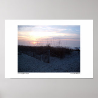 Sonnenaufgang mit Seagrass und Zaun Poster