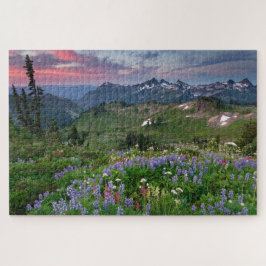 Sonnenaufgang mit Wildblume Wiese auf dem Rainier Puzzle