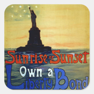 Sonnenaufgang oder Sonnenuntergang Anleihe zur Fre Quadratischer Aufkleber