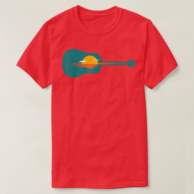Sonnenaufgang oder Sonnenuntergang auf der Gitarre T-Shirt (Design vorne)