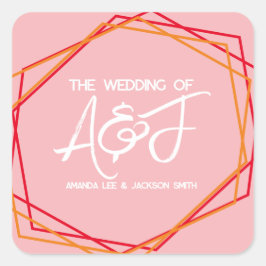 Sonnenaufgang Orange Rosa Rose Rosa Rosa Hochzeit Quadratischer Aufkleber