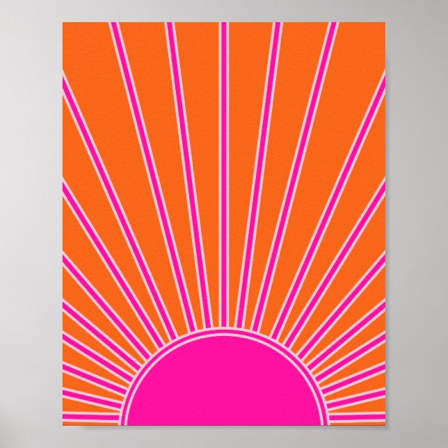 Sonnenaufgang Orange und Hot Pink Preppy Sunshine Poster (Vorne)