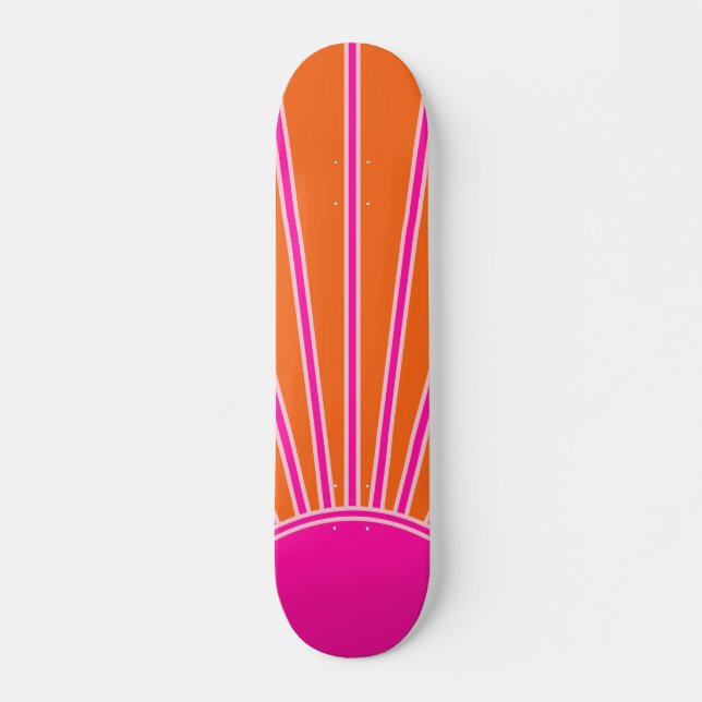 Sonnenaufgang Orange und Hot Pink Preppy Sunshine Skateboard (Vorne)