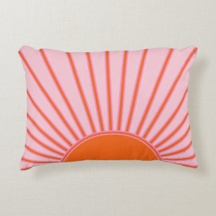Sonnenaufgang Pastell Rosa und Orange Sonnenschein Dekokissen