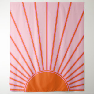 Sonnenaufgang Pastellrosa und orange Sonnenschein Wandteppich