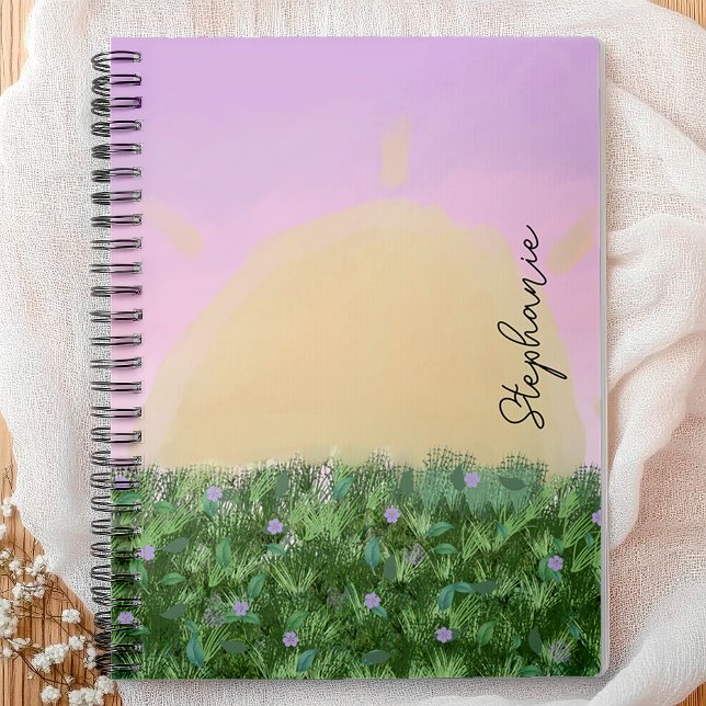 Sonnenaufgang Personalisiert - Gewohnte Weidelnatu Notizblock (Start your day with inspiration using this serene personalized notebook featuring a naive sunset)