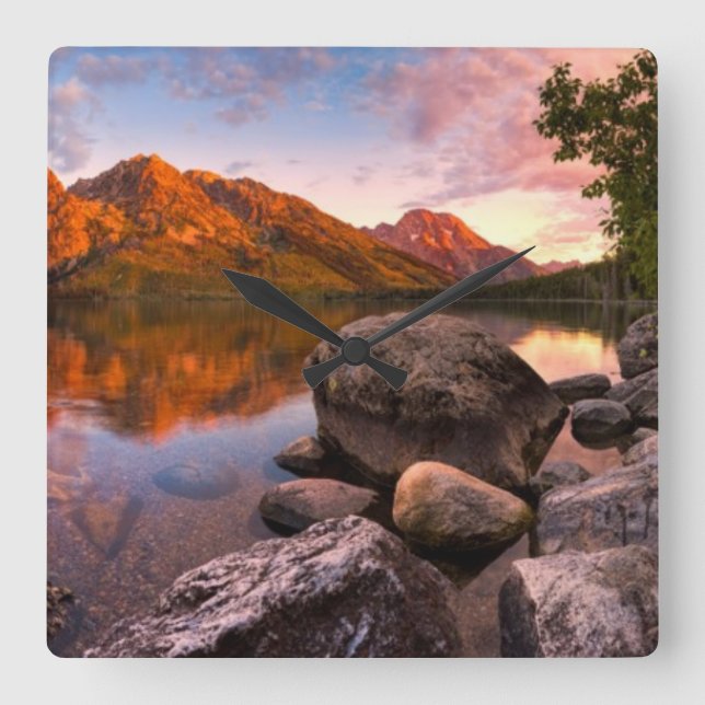 Sonnenaufgang Quadratische Wanduhr (Vorderseite)