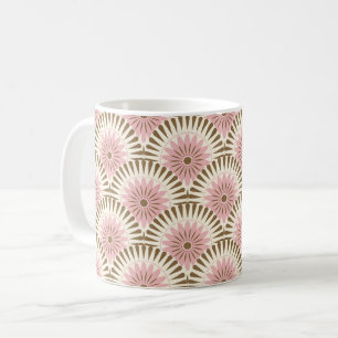 Sonnenaufgang Retro-Blume - rosa & braun Kaffeetasse