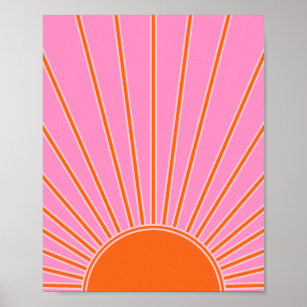 Sonnenaufgang rosa und orange Vintage Boho Sonnens Poster