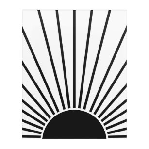 Sonnenaufgang Schwarz-Weiß-Abstrakte Sonnenschein Acryl Wandkunst