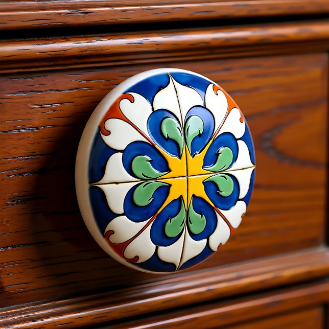 Sonnenaufgang Serenade Azulejo Keramikknauf (Sunburst Serenade Azulejo Ceramic Knob)