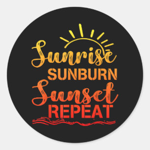 Sonnenaufgang Sonnenbrand Sonnenuntergang Wiederho Runder Aufkleber