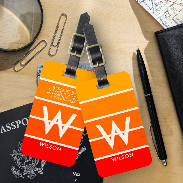 Sonnenaufgang Streifen Monogramm Persönlich Gepäckanhänger (Von Creator hochgeladen)