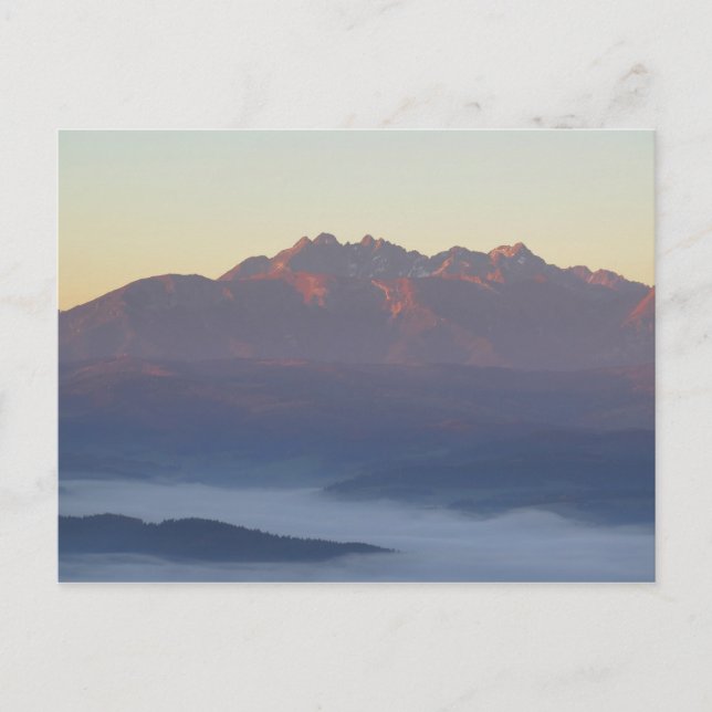 Sonnenaufgang Tatra Postkarte (Vorderseite)