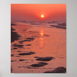 Sonnenaufgang, tiefe Flut Poster
