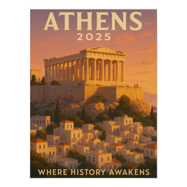 Sonnenaufgang über Athen Griechenland Poster (Vorderseite)