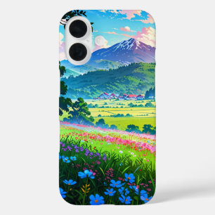 Sonnenaufgang über das Frühlingstal - Anime Landsc iPhone 16 Hülle