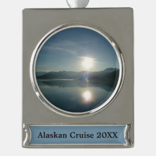 Sonnenaufgang über dem College Fjord Alaska Fotogr Banner-Ornament Silber