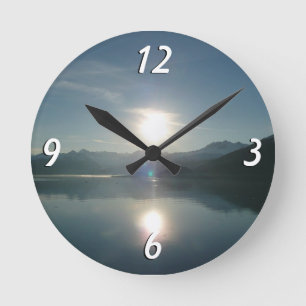 Sonnenaufgang über dem College Fjord Alaska Fotogr Runde Wanduhr