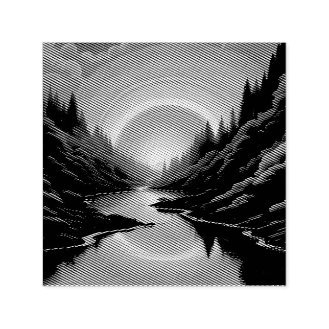Sonnenaufgang über dem See Permastempel (Design)