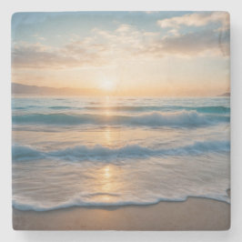 Sonnenaufgang über dem Strand Steinuntersetzer