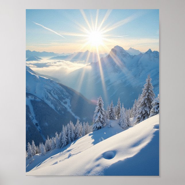 Sonnenaufgang über den Bergen Amerikas Poster (Vorne)