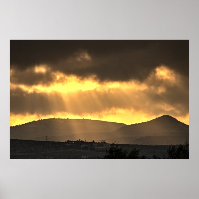 Sonnenaufgang über den Bergen, Zypern (2915) Poster (Vorne)
