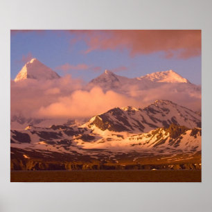 Sonnenaufgang über den Bergketten im Süden Poster