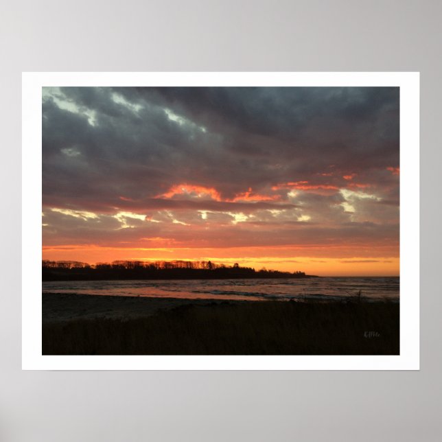 Sonnenaufgang über der Küstenlinie Maine Poster (Vorne)
