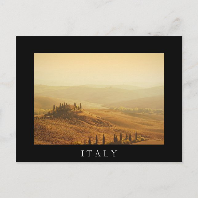 Sonnenaufgang über der Landschaft der Toskana, sch Postkarte (Vorderseite)