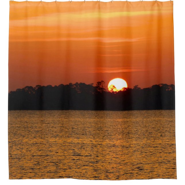 Sonnenaufgang über der Perdido Bay Duschvorhang (Vorderseite)
