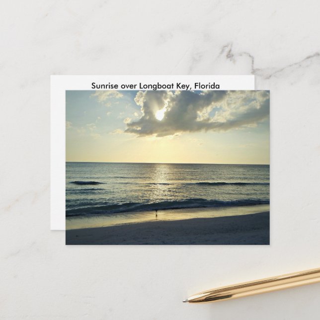 Sonnenaufgang über der stillen Küste Postkarte (Vorderseite/Rückseite Beispiel)
