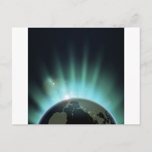 Sonnenaufgang über der Welt Postkarte (Vorderseite)