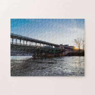 Sonnenaufgang über die Brücke Bir-Hakeim im Winter Puzzle