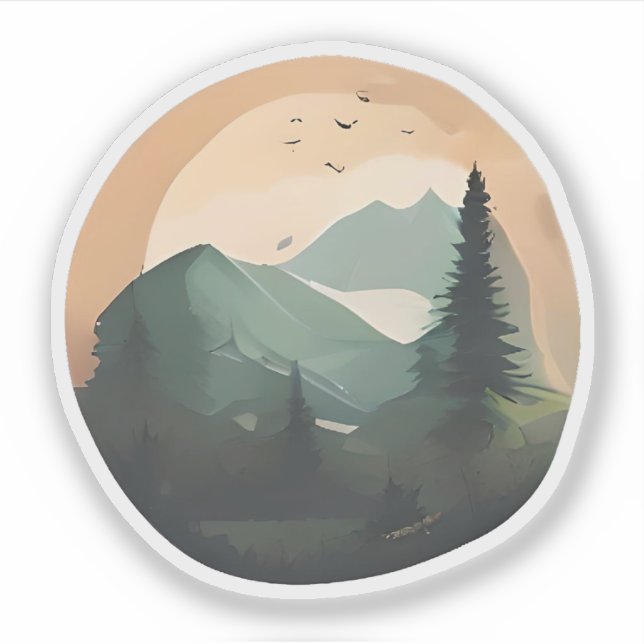 Sonnenaufgang über Gipfeln: Eine ruhige Bergwelt Aufkleber (Vorderseite)