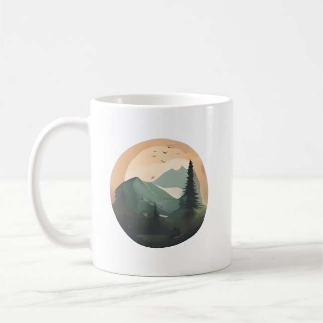 Sonnenaufgang über Gipfeln: Eine ruhige Bergwelt Kaffeetasse (Links)