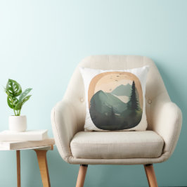 Sonnenaufgang über Gipfeln: Eine ruhige Bergwelt Kissen