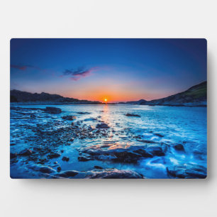 Sonnenaufgang über Horizont am Meer bei Morgendämm Fotoplatte