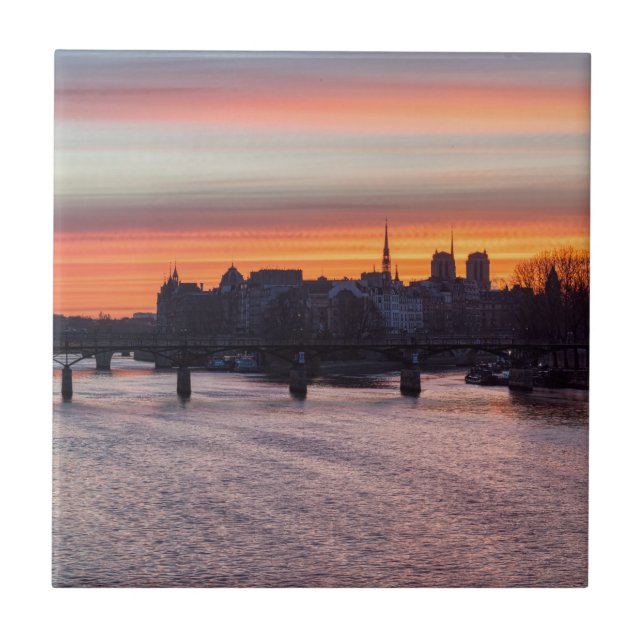 Sonnenaufgang über Ile de la Cite und Notre Dame - Fliese (Vorderseite)