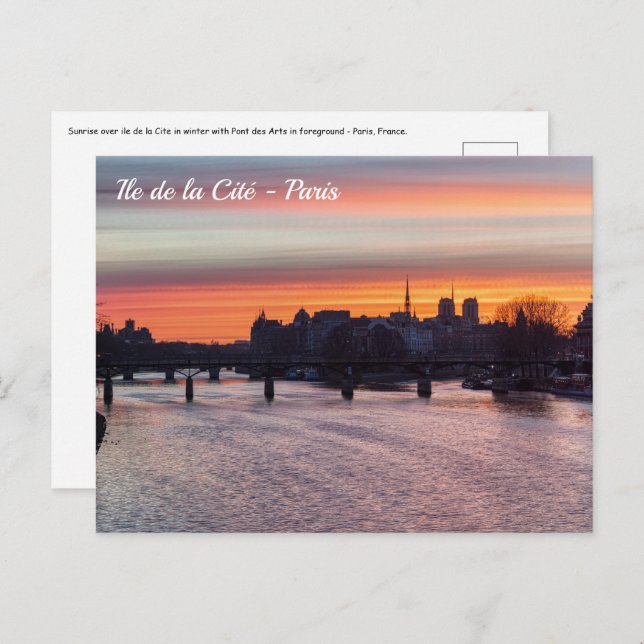 Sonnenaufgang über Ile de la Cite und Notre Dame - Postkarte (Vorne/Hinten)