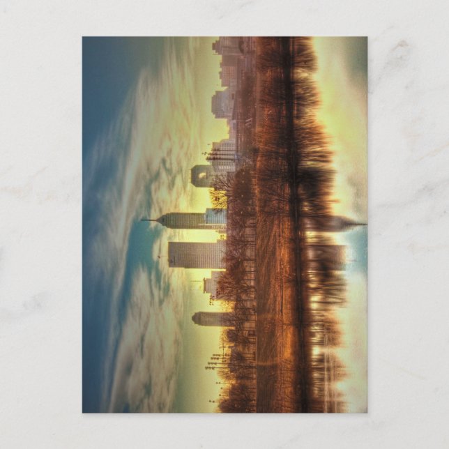 Sonnenaufgang über Indianapolis, IN Postkarte (Vorderseite)